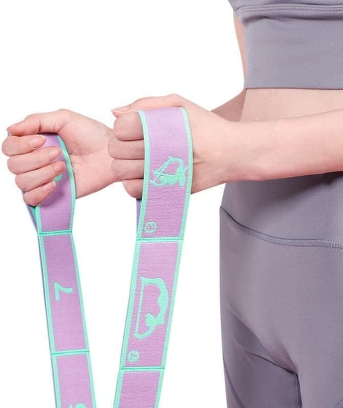 TRUE FIT®A rubber exercise band with a design featuring 8 loops, suitable for yoga, physical therapy, dance, and fitness exercises, a lightweight resistance band for strength and flexibility training.