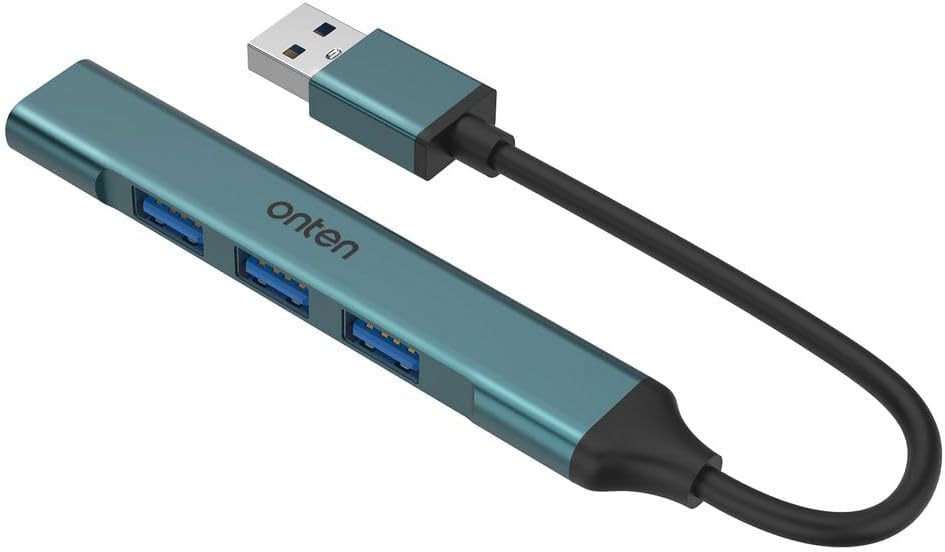 HUB 4-in-1 USB 3.0 to USB 2.0 Adapter OTN-5701 – Multiport Expansion Hub for Laptop & PC - Turquoise