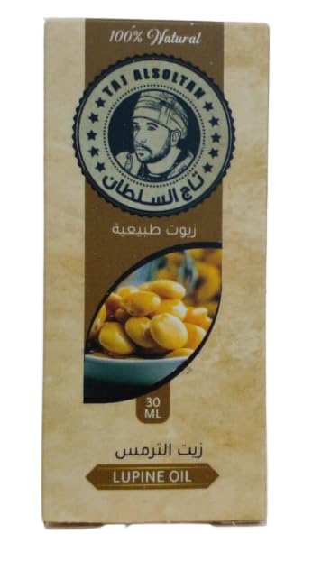 تاج السلطان Taj Al-Sultan Lupine Oil - 100% Pure and Cold-Pressed Lupinus Albus Seed Oil for Skin, Hair, and Cooking - Rich in Nutrients and Omega Fatty Acids - Natural and Non-GMO - 30ml
