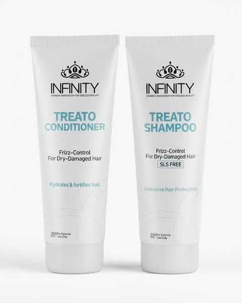 Infinity Treato Shampoo & Moisturizer for Dry & Damaged Hair, SLS Free, Frizz Control, Intensive Hair Protection, 2 Pack Shampoo & Conditioner