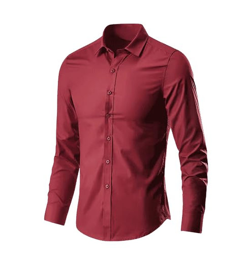 Long Sleeve Men’s Shirt – Casual & Formal Button Down with Stretch color red size small -36..a5619
