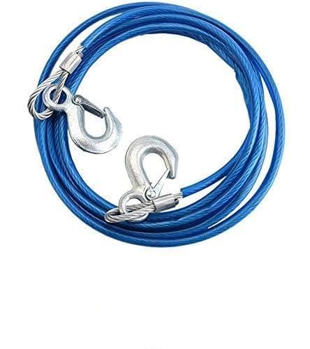 Heavy Duty, High Strength Wire Hook Steel Trailer Tow Rope for Car Emergency (Blue, 8 Mil, 4 Meters, Bearing 3 Ton) - by KaberTrade