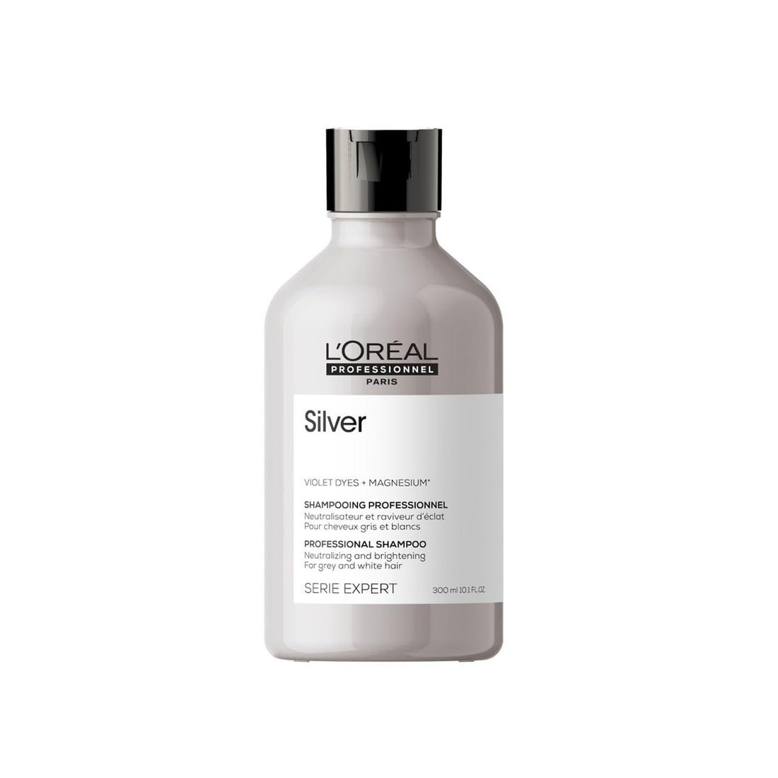 L’Oréal Professionnel Anti-Yellowing Hair Shampoo for White, Grey and Bleached Hair, Violet Pigments, Serie Expert, Silver Shampoo, 300 ml