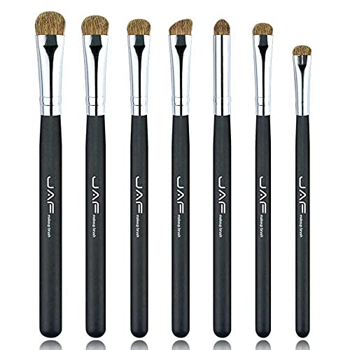 JAF Makeup Eye brush set Natural Hair Eyeshadow Blending Brushes Perfect For Liner Shadow Tapered Pencil Definer Crease Smoky Eyes Makeup Brushes (Black) by JAF