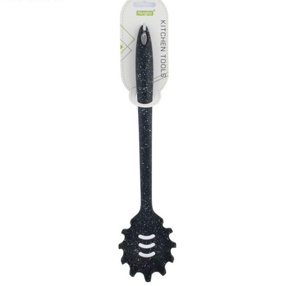Black Silicone Fork Pasta Turner Granite Shaped, Heat Resistant & Non-Stick Utensil for Noodles Spaghetti, Pasta.