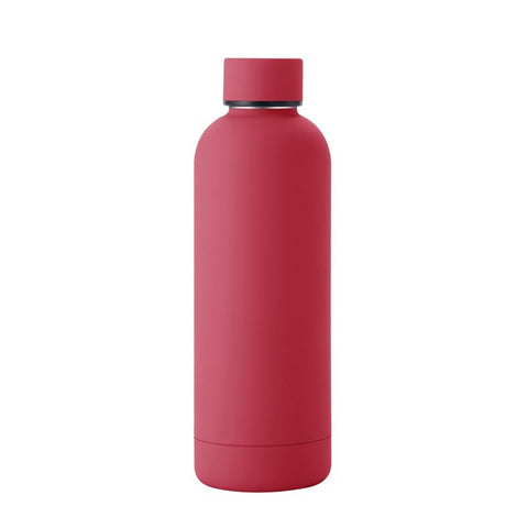 17oz Stainless Steel Insulated Narrow Mouth Sports Water Bottle, Double wall Cola Shape Vacuum flask (500ml, Brick red)