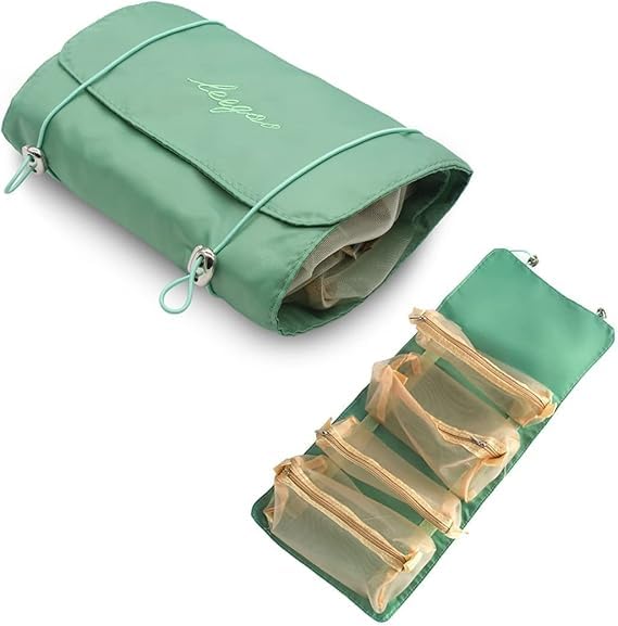 Women Makeup Bag Organizer Box Toiletry Bags for Women Makeup Organizer - Blue Green Metallic Polyester