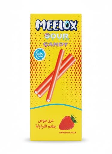 Meelox sour candy, Rib Sour Jelly Candy Strawberry 24ct Box