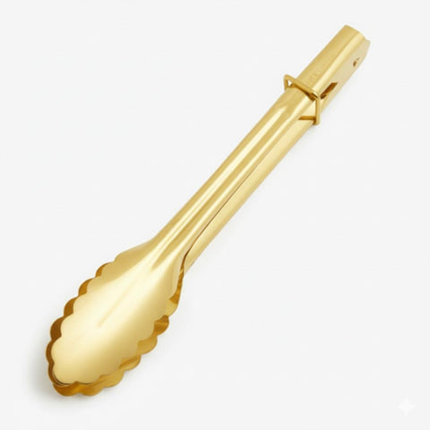 Kitchen Tongs, Gold, Stainless Steel, Scalloped Edge, Heat Resistant, Cooking Utensil,small, 30666