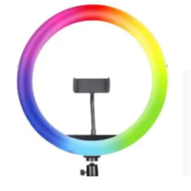 RGB Ring Light Tripod LED Round Lamp Selfie Stick Tripod with Stand RGB 16 colors Video Light for YouTube (14 inch) (36cm) - Black
