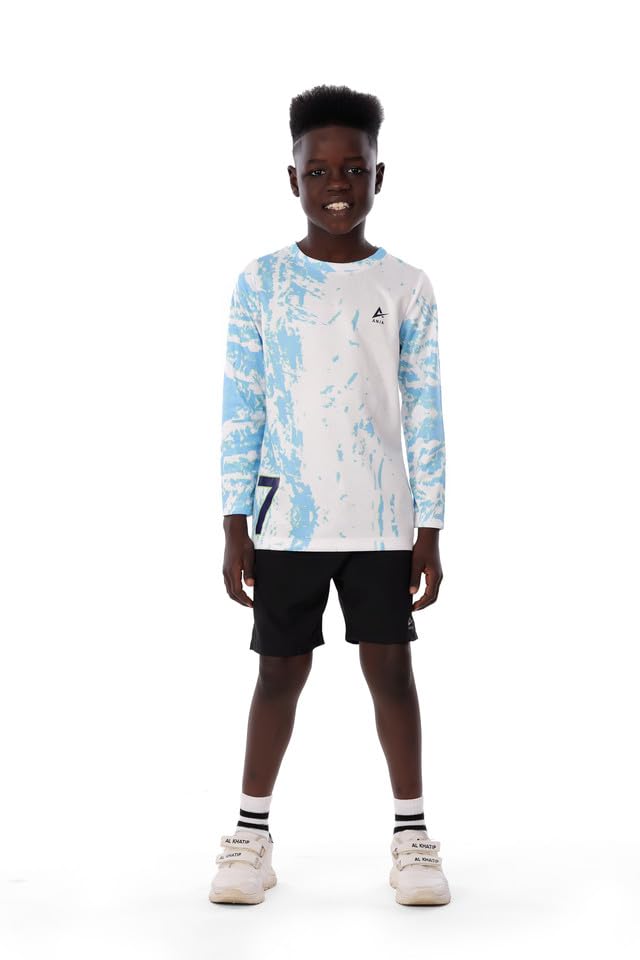 boys Blue Marble Long Sleeve T-Shirt – Sporty Athletic Top