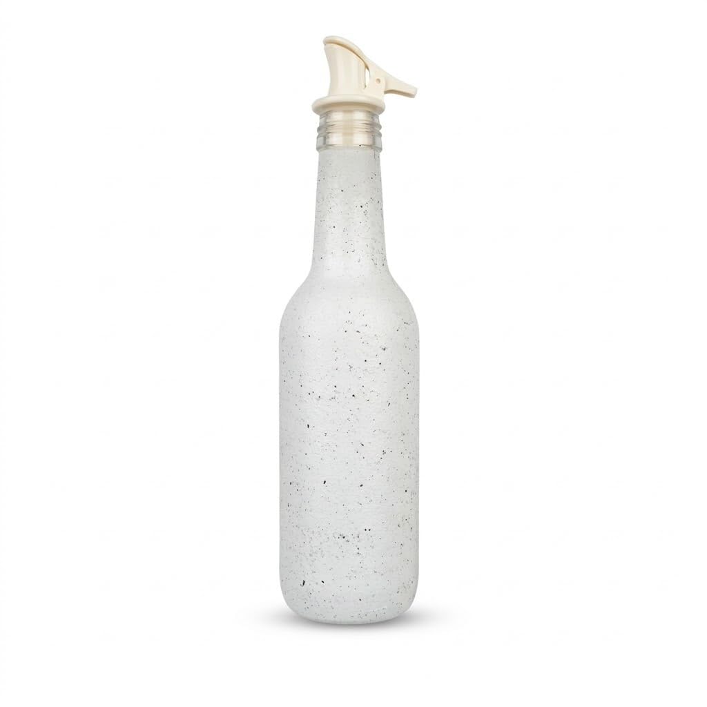 Next Store Modern Embossed Oil and Vinegar Dispenser Bottle, Kitchen Liquid Dispenser with Precision Pour Head and Protective Cap, High-End Liquid Storage and Serving Bottle for Countertop