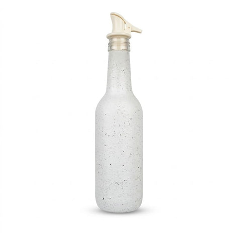 Next Store Modern Embossed Oil and Vinegar Dispenser Bottle, Kitchen Liquid Dispenser with Precision Pour Head and Protective Cap, High-End Liquid Storage and Serving Bottle for Countertop