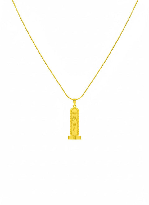 Julia Store 18K Gold Plated Vintage Egyptian Large Cartouche Pendant Necklace for Women Men, Solid Stainless Steel Lucky Amulet Chain Thin Snake Necklace Ancient Egyptian of Protection Jewelry Gift