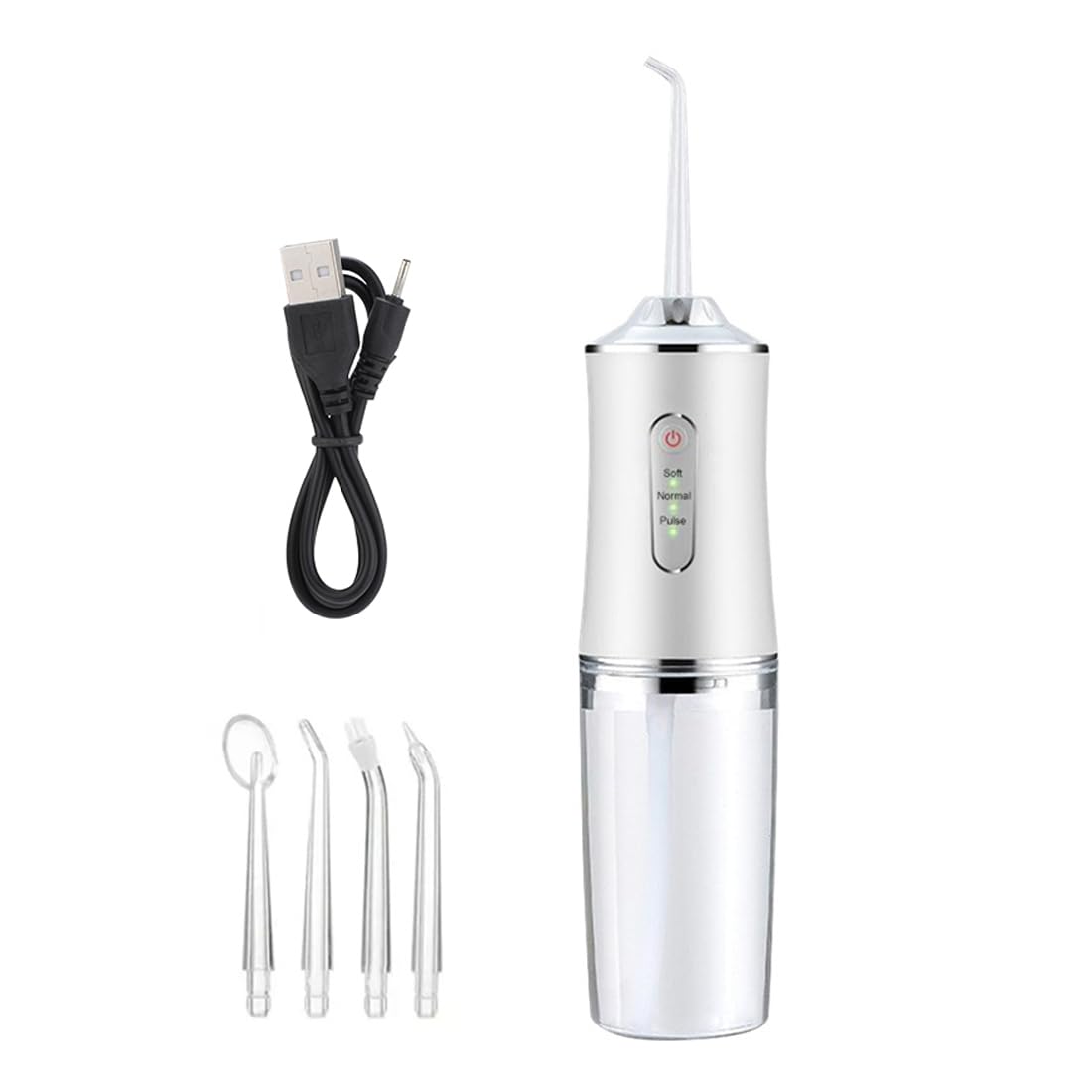 220ml Oral Irrigator Cordless Dental Water Flosser for Teeth Cleaning 3 Pressure Mode 4 Jet Tip IPX7 Waterproof