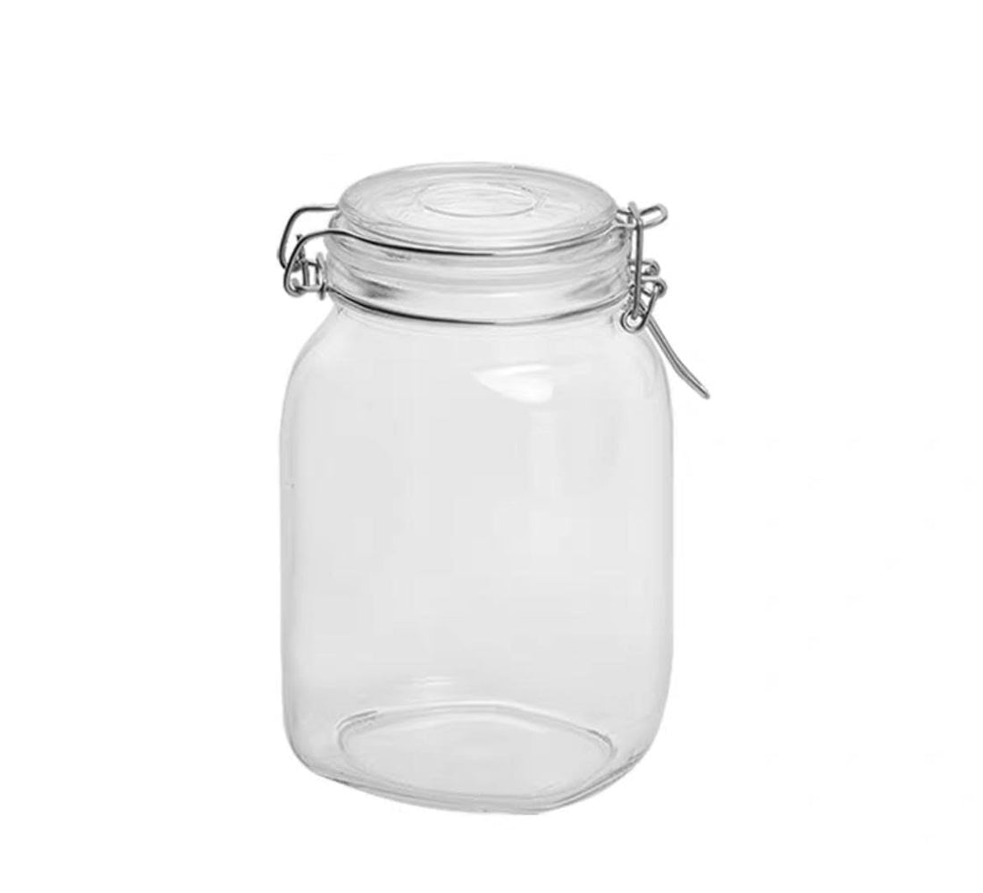 Glass Storage Jar with Airtight Lid, Stainless Steel Buckle, Food Glass Jar, Pickle Jar, Coffee Bean Storage Jar (1500ml)