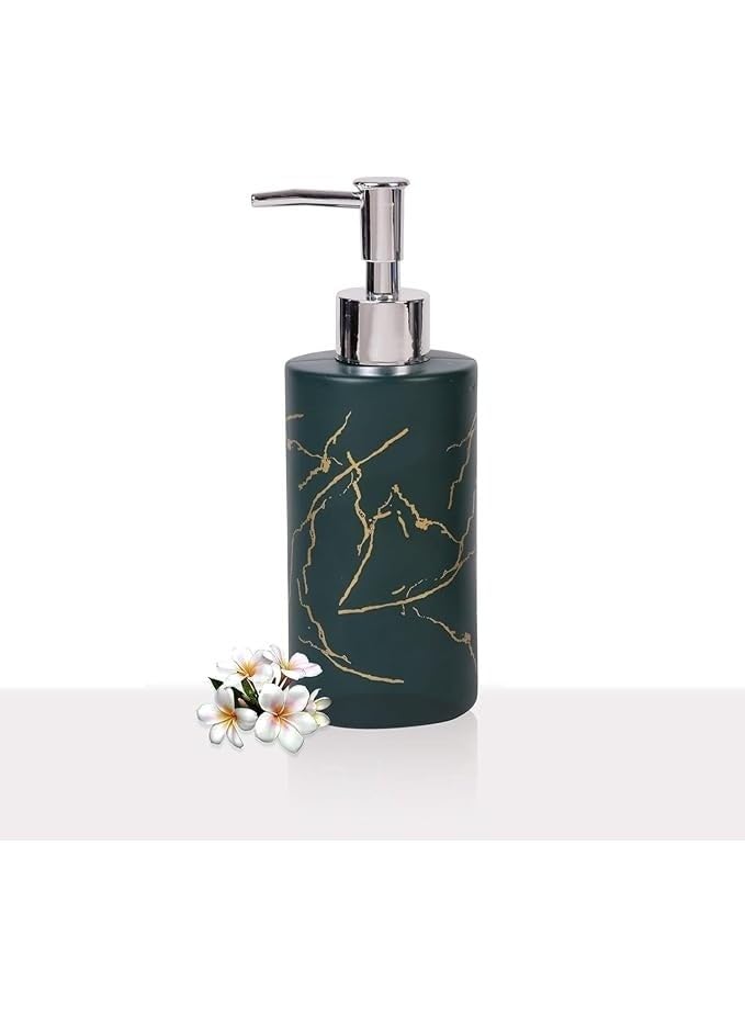 Bathroom Soap Dispenser Marble Hand Sanitizer Thickened Glass Bottle Empty Bottle Press Soap Dispenser Refillable - Green