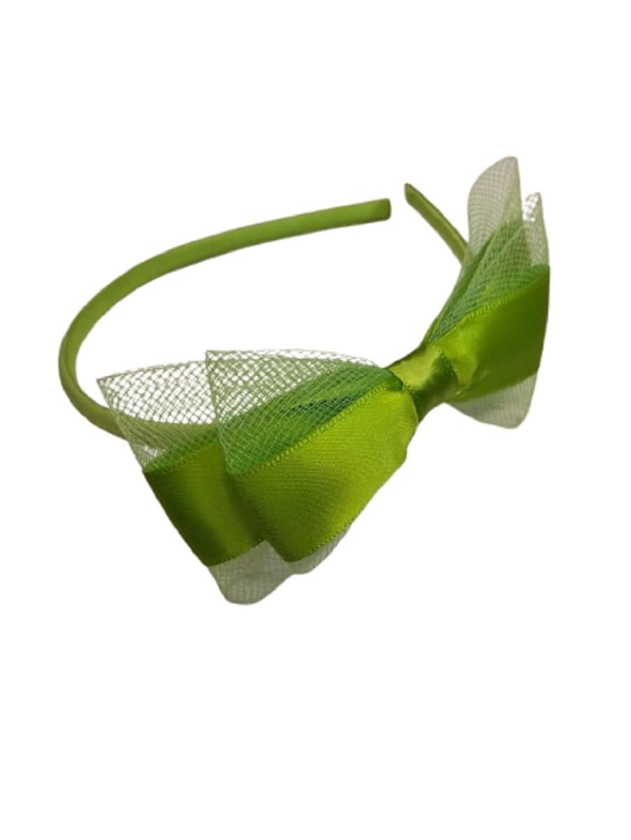 Dainty Satin Bow Hair Headband - Green