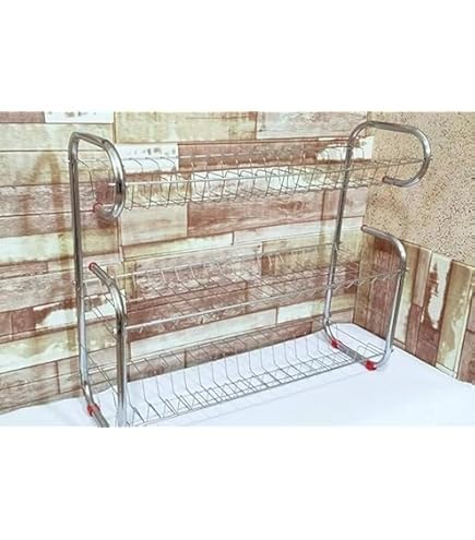 3-Tier Stainless Steel Dish Drying Rack, Kitchen Counter Organizer with Drainboard