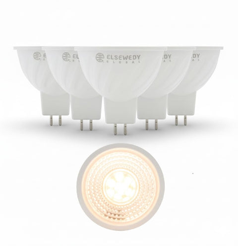Pack of 5 Premium LED Spot MR16 GU5.3 Fork Base | 5W Bulb | 5 Years Warranty | | Warm Light 3000K | Replaces 50W Halogen | OSRAM Chip | 450 Lumen | A+ Energy | 25,000 Hours | for Office, Garden, Home