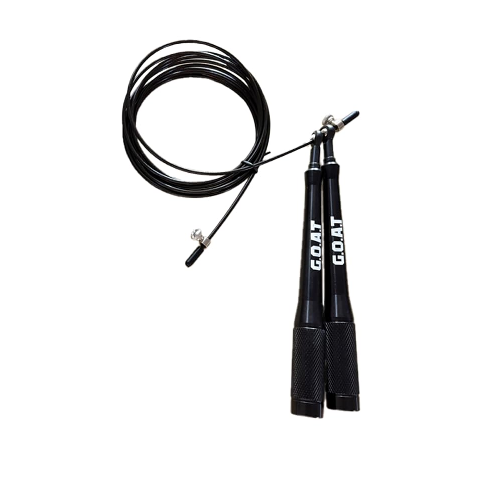G.O.A.T Triple Under Jump Rope Elite - Professional Speed Rope with Adjustable Cable Length - Cardio Training for Athletes (Black)