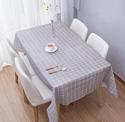 Rectangle Tablecloth Vinyl PVC Waterproof Washable Table Cloth for Dinner/Party/Holiday/Indoor/Outdoor (Grey, 183 x 137cm)
