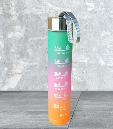 300ml Sports Water Bottle Leakproof Water Bottle with Time Marker Reminder to Ensure All Day Drinking Suitable for Fitness, Lightweight