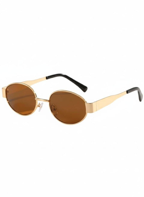 1pc Women's Oval Frame Metal Sunglasses