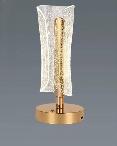 Luxury Crystal LED Table Lamp, Golden Color, Round Base, 32x10cm, for Rooms and Interior Decoration