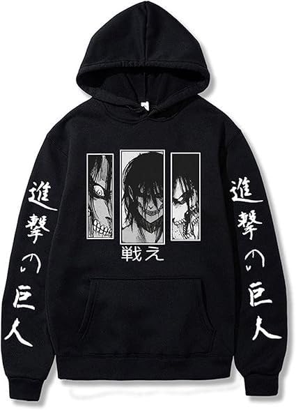 Anime Cotton Hoodie, Black with Amazing Print Design, Pullover Sweatshirt unisex 3