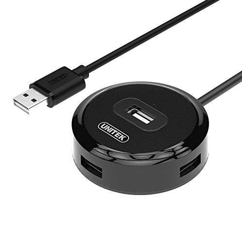 Unitek Y-2194bbk Hub Splitter, USB 2.0,4- Port High-Speed for Laptop & Pc, Multi-Interface, Black, 0.6m