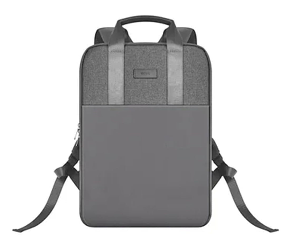 WiWU Minimalist Backpack for 15.6" Laptops, Slim Business Travel Bag, Water-Resistant Multi-Compartment School & Office Rucksack – Grey | 18 Months Warranty