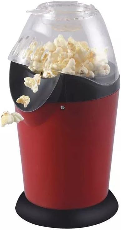 Volura Hot Air Popcorn Maker, Red, No Oil, 100g Capacity, with Clear Lid, Easy to Use, Perfect for Movies and Home Parties