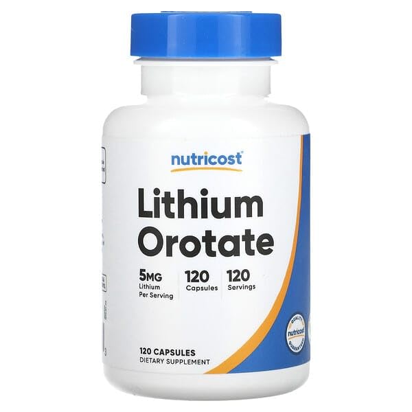 Lithium Orotate 5 mg | 120 Vegan Capsules | Mood & Cognitive Support | Non-GMO & Gluten-Free