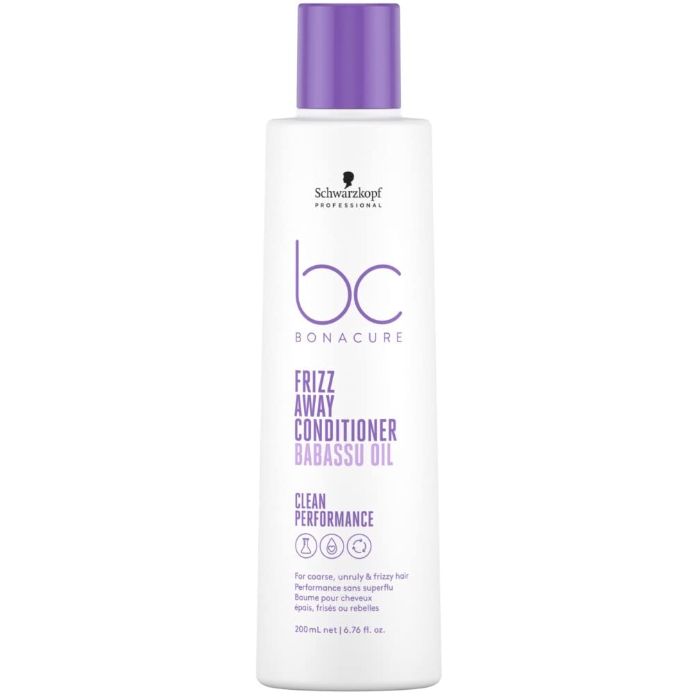 Schwarzkopf Professional Bonacure Frizz Away Conditioner For Coarse Unruly Frizzy Hair Vegan Care Complex Babassu Oil Anti Humidity Effect Smoothing Detangling Improved Manageability 200 ml