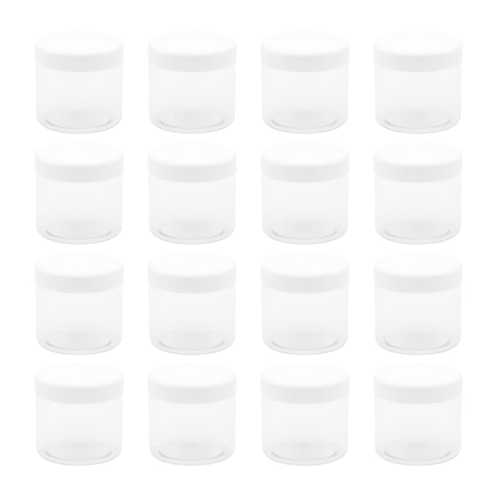 Artistic 8 Pieces Clear White Plastic Jar 200ml - 7ct Diameter - Smooth White Lid and Plastic Medicine - High Quality Healthy Plastic Empty Refill Box Storage Jar - By Funi(White Smooth Cover)