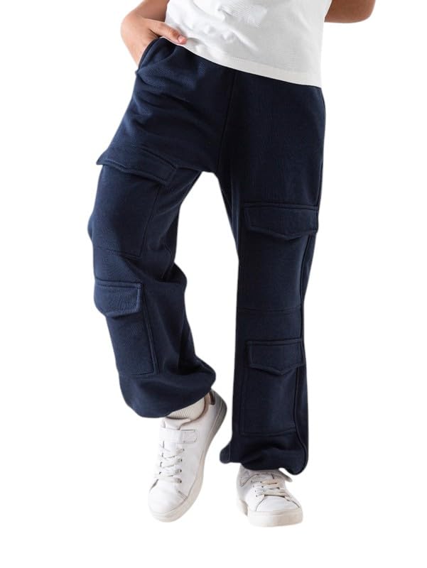 Unisex Cargo Jogger Pants Soft Cotton Blend Sweatpants with Pockets and Tie Waist