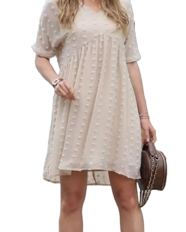 Chiffon Swiss Dot Babydoll Dress US-221-Simon-Small
