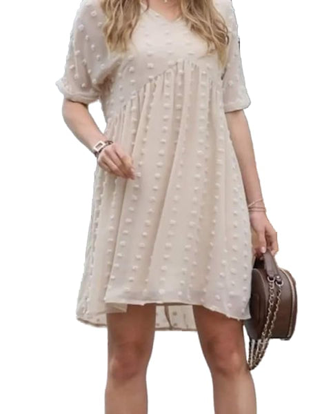 Chiffon Swiss Dot Babydoll Dress US-221-Simon-Small