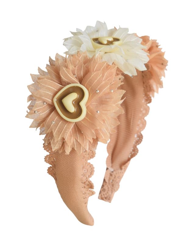 Daphne Plastic Hairband With Three Flower Design For Girls - Biege