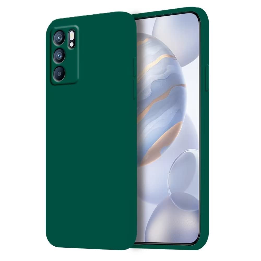 HONLEN Case for Oppo Reno6 5G Protective Case, (6.43" Inches) Liquid TPU Silicone Mobile Phone Case with Drop Protection Silicone Cover Dark Green