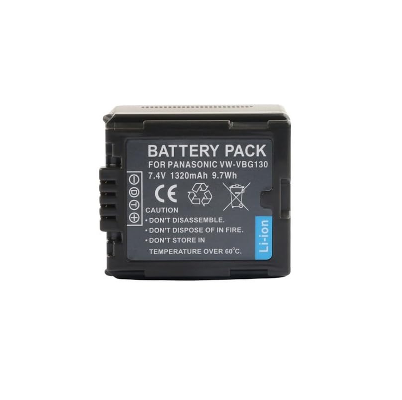 Compatible with Pan_asonic Lithium-Ion Camera Battery 7.2 V / 1320 mAh Model : VW-VBG 130E-K