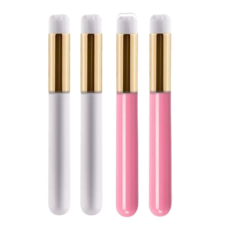 4 Pcs Lash Shampoo Deep Cleaning Brush Set – Soft Bristle Eyelash Cleanser Tool for Extensions, Nose Pore Cleaning, Facial Exfoliating Brush for Blackheads & Daily Skin Care (2 White & 2 Pink)