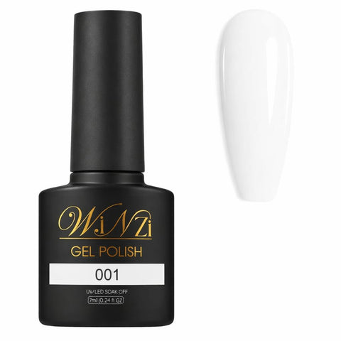 Pure White UV/LED Gel Nail Polish 7ml – High-Gloss Soak Off Formula – Smooth Application – Long-Lasting Color for French Manicure, Nail Art, DIY & Salon Use – Easy to Apply & Remove (001)