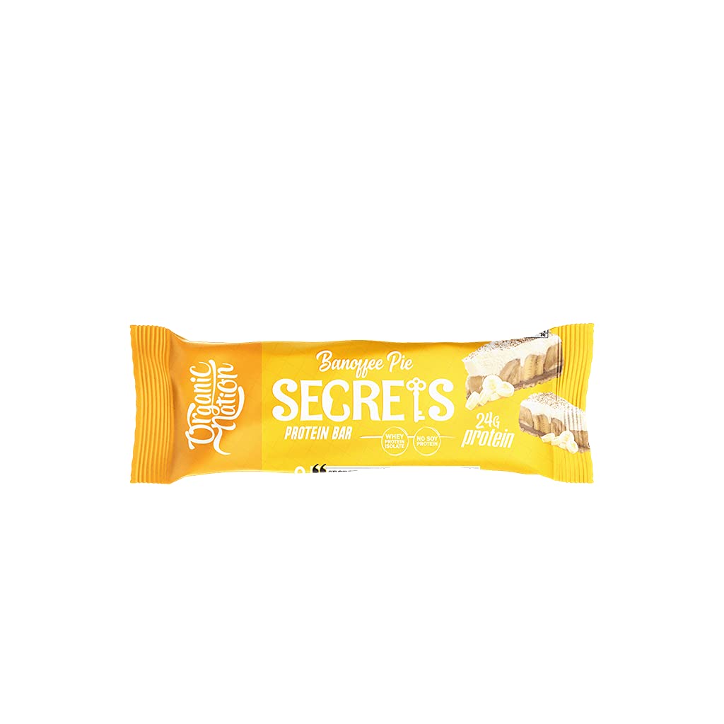 Organic Nation | Secrets Protein Bar | Full of Nutrients | Rich with Protein | Boosts Energy | Weight Loss | Diet Friendly | 25g Protein | 275 Calories | 70g | Banoffee Pie