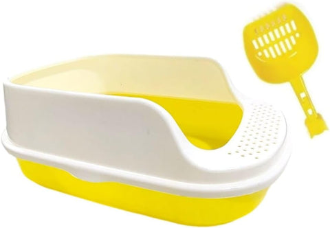 Premium Cat Litter Box with Scoop - Large Size, Easy to Clean, Multiple Colors Available - Perfect for Cat Care and Hygiene (Yellow)