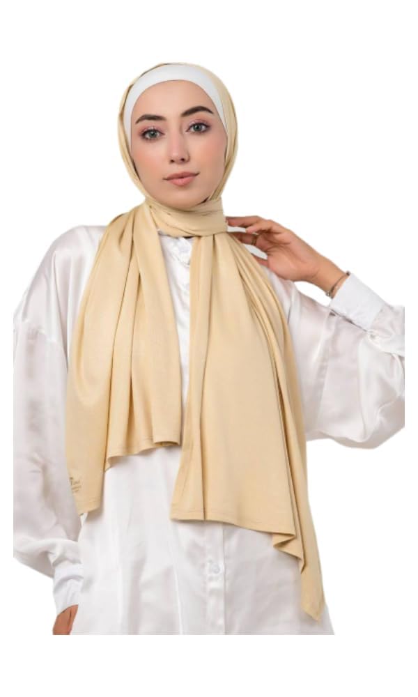 Plain Gel Veil Hijab – Premium 100% Egyptian Cotton with Lycra, Size 63 × 170 cm, Lightweight & Breathable Solid Scarf for Women