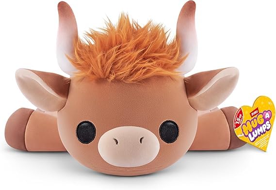 ZURU Hug A Lumps Holly the Highland Cow, Weighted Plush Toy, Super Soft and Squishy, 50 cm, Brown with Orange Fur, Ages 3+