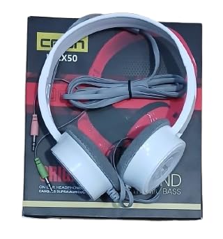 Wired Headset Crash X50, Over-ear Headphones with Built-in Mic, powerful sound, and all-day comfort. Ideal for gaming, music & calls. Compatible with PC, laptops & consoles (White)