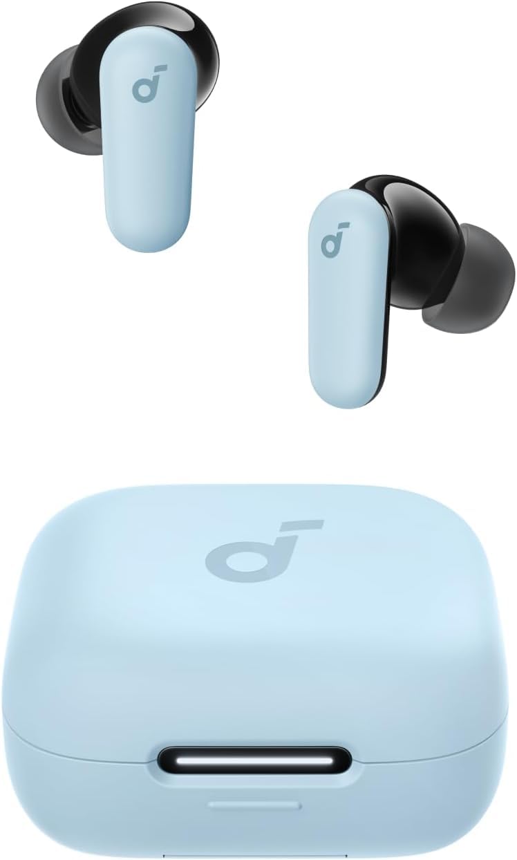 soundcore P30i by Anker Noise Cancelling Earbuds, Smart Noise Cancelling, 45H Playtime, 2-in-1 Case and Phone Stand, IP54, Wireless Earbuds, Bluetooth 5.4, App Control, Blue, 18 Months Warranty